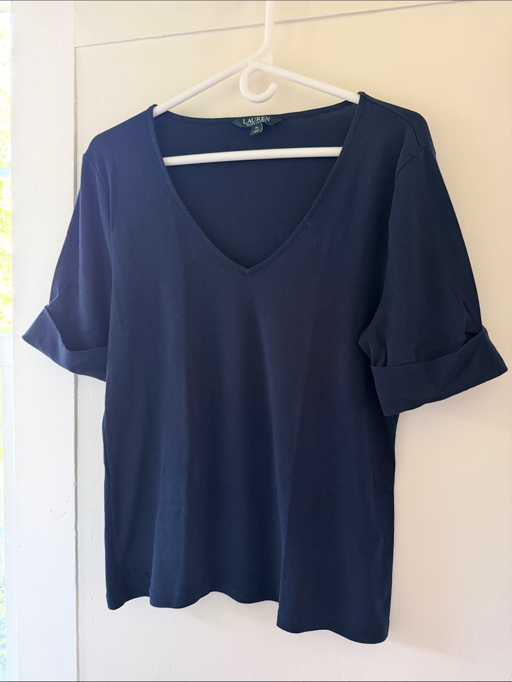 Lauren Ralph Lauren Navy V-Neck Short Sleeve Tee